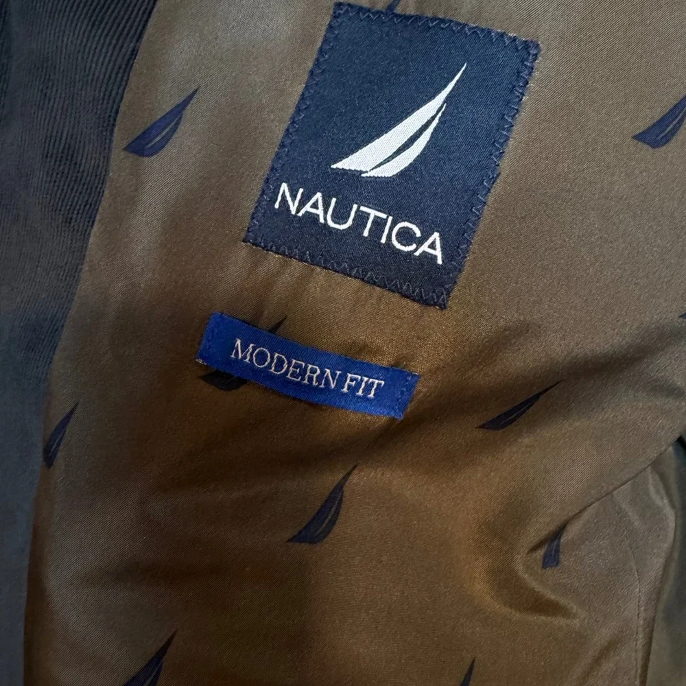 Nautica Mens Bard Corduroy Blazer 42R Olive Green Active Stretch Sport Coat NWT